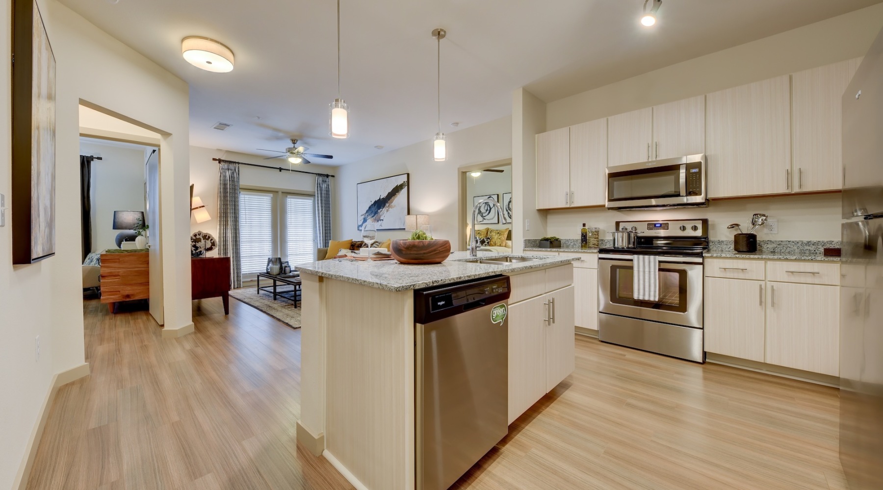 Well-lit kitchen with ample counter space