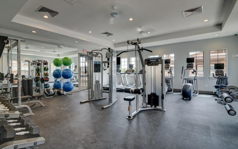 a gym with exercise equipment